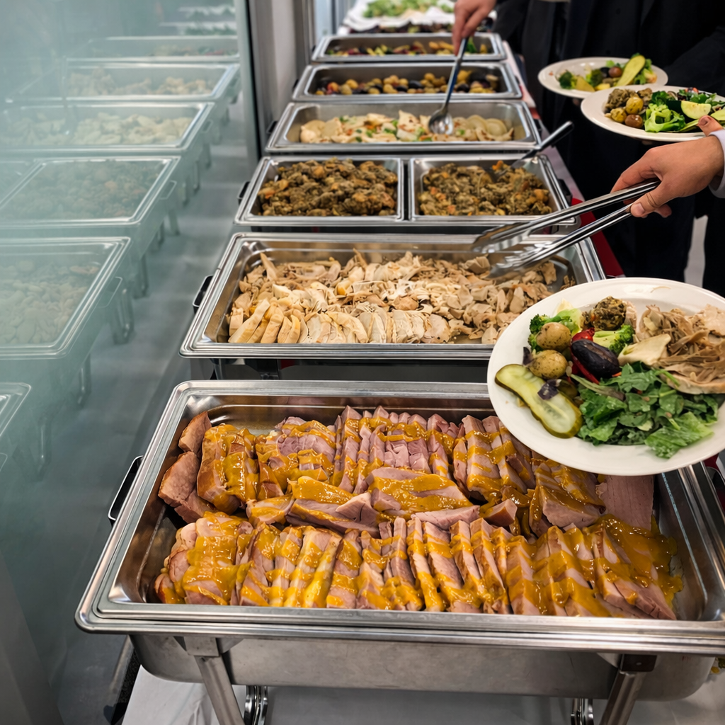 Buffet spread with vibrant dishes